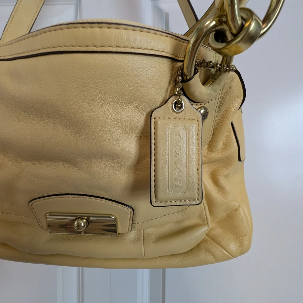 COACH Yellow Buttercup Leather Double Zipper Kristin Satchel Shoulder - Picture 6 of 16